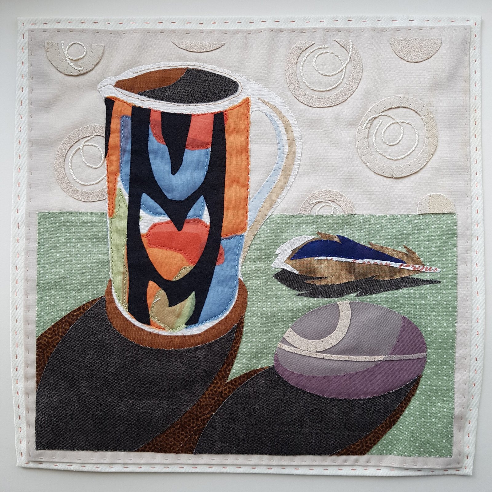 Jug, Pebble, Feather