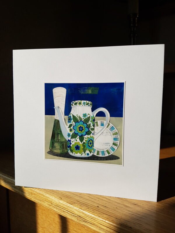 Midwinter Springtime Coffee Pot Collage by Victoria Whitlam