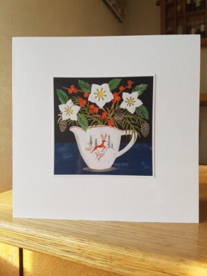 Greeting Card : Leaping Deer Jug Christmas Card