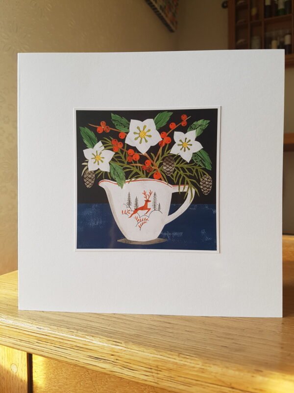 Victoria Whitlam Leaping Deer Jug Christmas Card