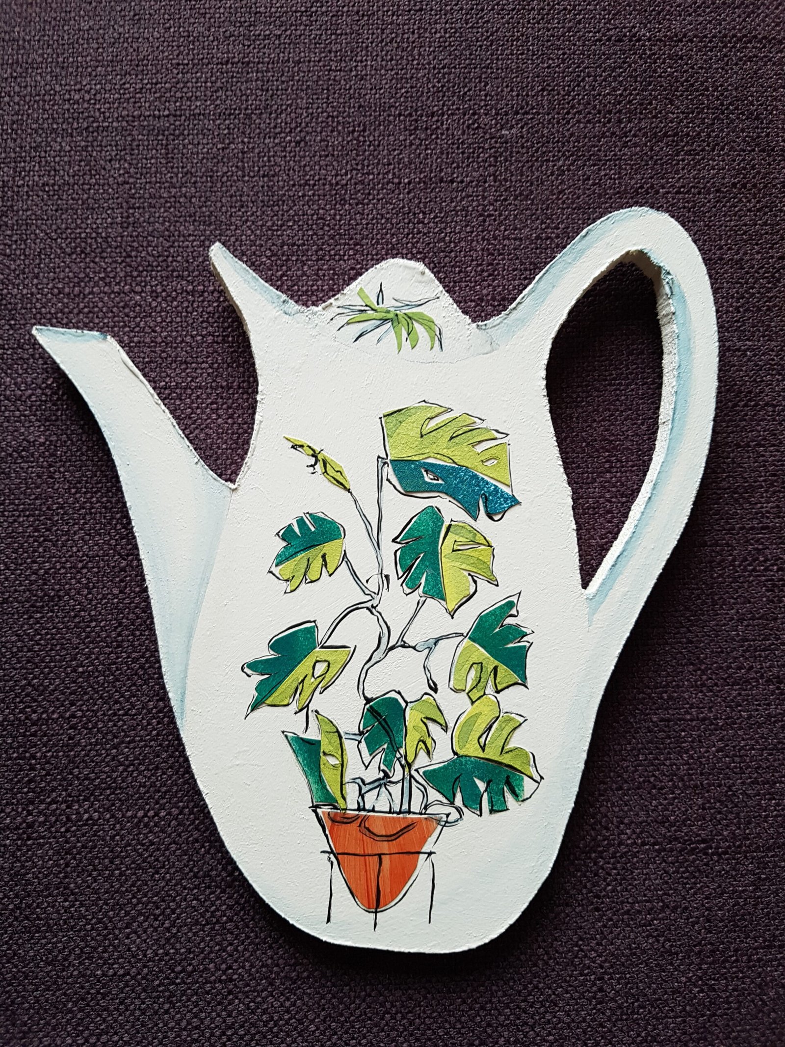 Victoria Whitlam - Collaged Coffee Pot Wall Plaque