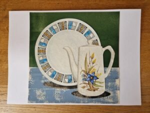 Original Collage – Meakin Coffe Pot and Kathie Winkle Plate