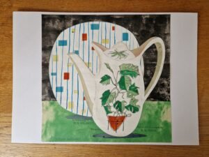 Original Collage – Midwinter Plant Life Coffee Pot