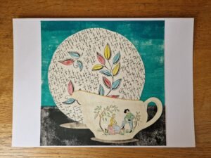 Original Collage – Meakin Plate and Oklahoma Gravy Boat