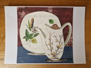 Original Collage – Midwinter Pussy Willow and Riverside Plate