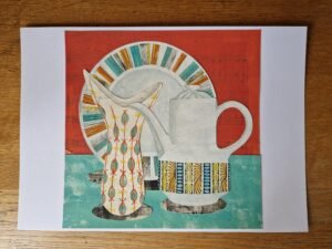Original Collage – Meakin Plate Pool Vase and Kathie Winkle Coffee Pot