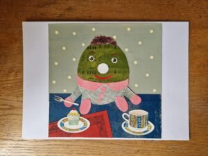 Original Collage – Humpty has tea with Kathie Winkle