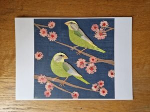 Original Collage – Green Finches