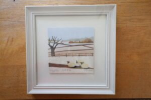 Framed Print On Hand Torn Watercolour Paper : Winter