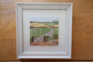 Framed Print On Hand Torn Watercolour Paper : Spring (from a set of four works)