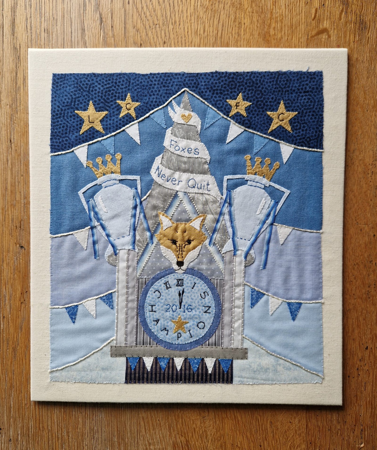 Victoria Whitlam - Foxes Never Quit Original Hand Stitched Applique