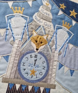Original Hand Stitched Applique : Foxes Never Quit