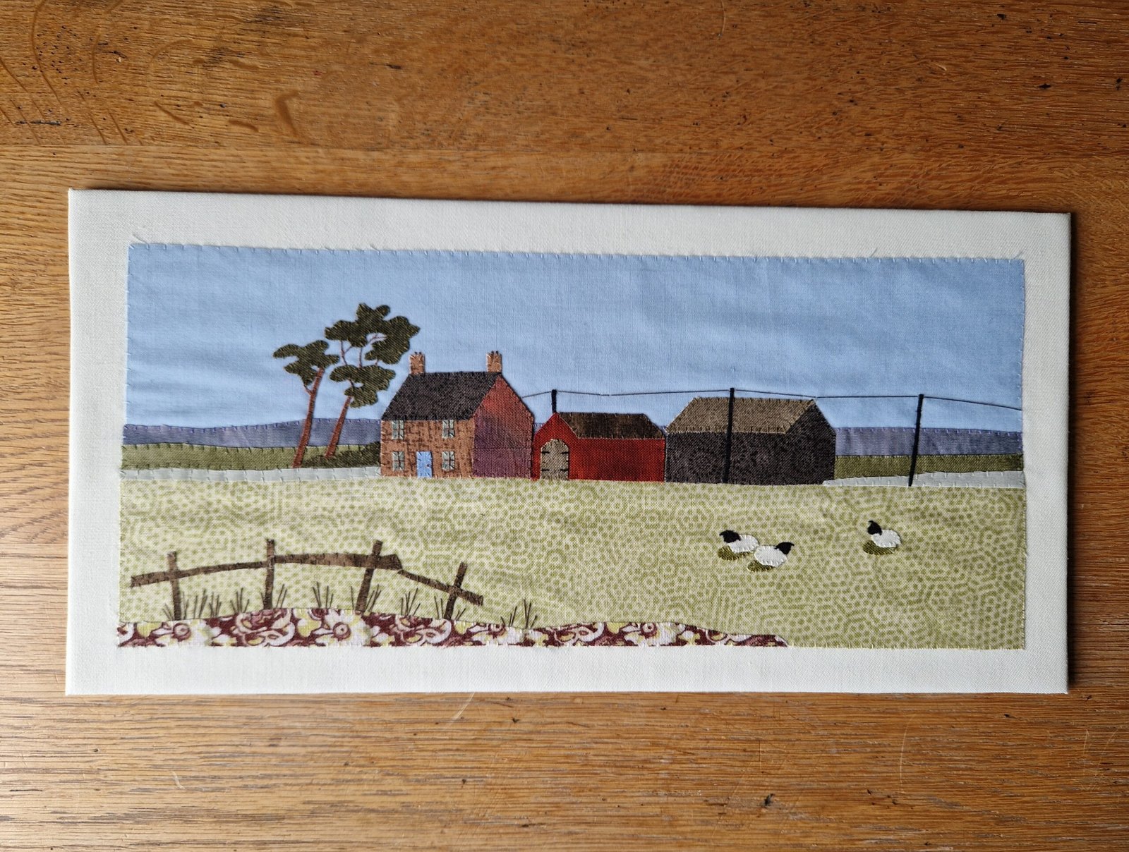 Victoria Whitlam - Farm House and Sheep Original Hand Stitched Applique