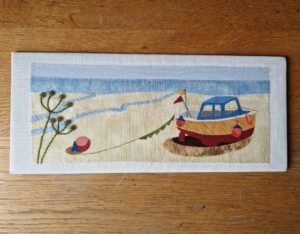 Original Hand Stitched Applique : Boat and Buoy