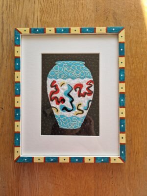 Hand stitched Applique : Embroidered Italian Vase