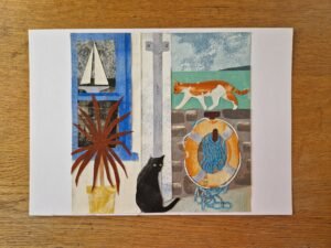 Original Collage : Seaside Cats