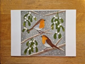 Original Collage : Robins and Mistletoe