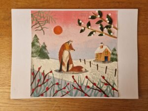 Original Collage : Fox and Sunset